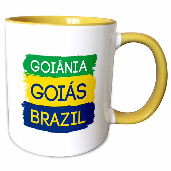3drose, Goiania, Goias National Colors Patriot Brazil Home Town Design, 15oz Two-tone Yellow Mug