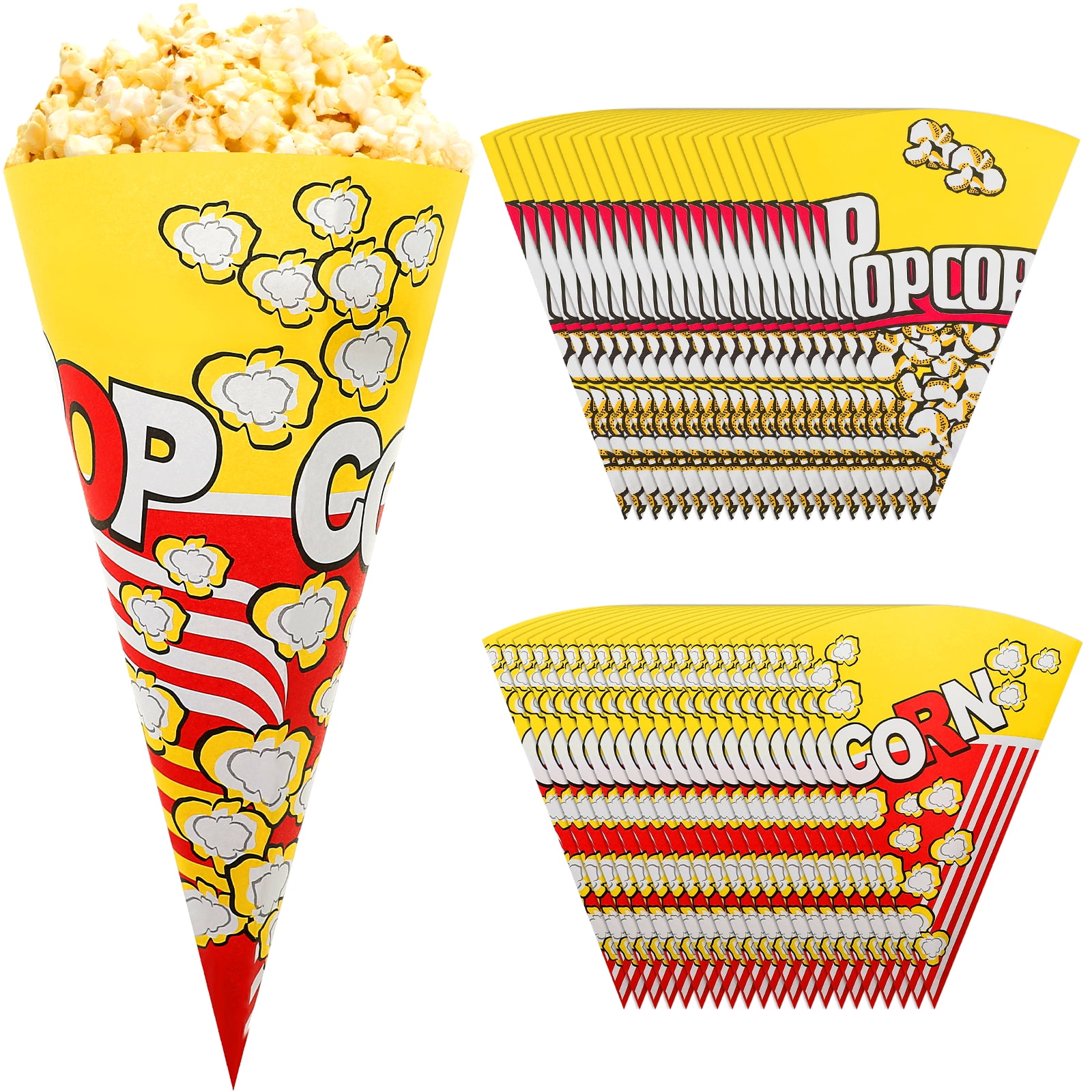 Goilinor 100 Pcs Popcorn Paper Bags with Tapered Tips Coneshaped
