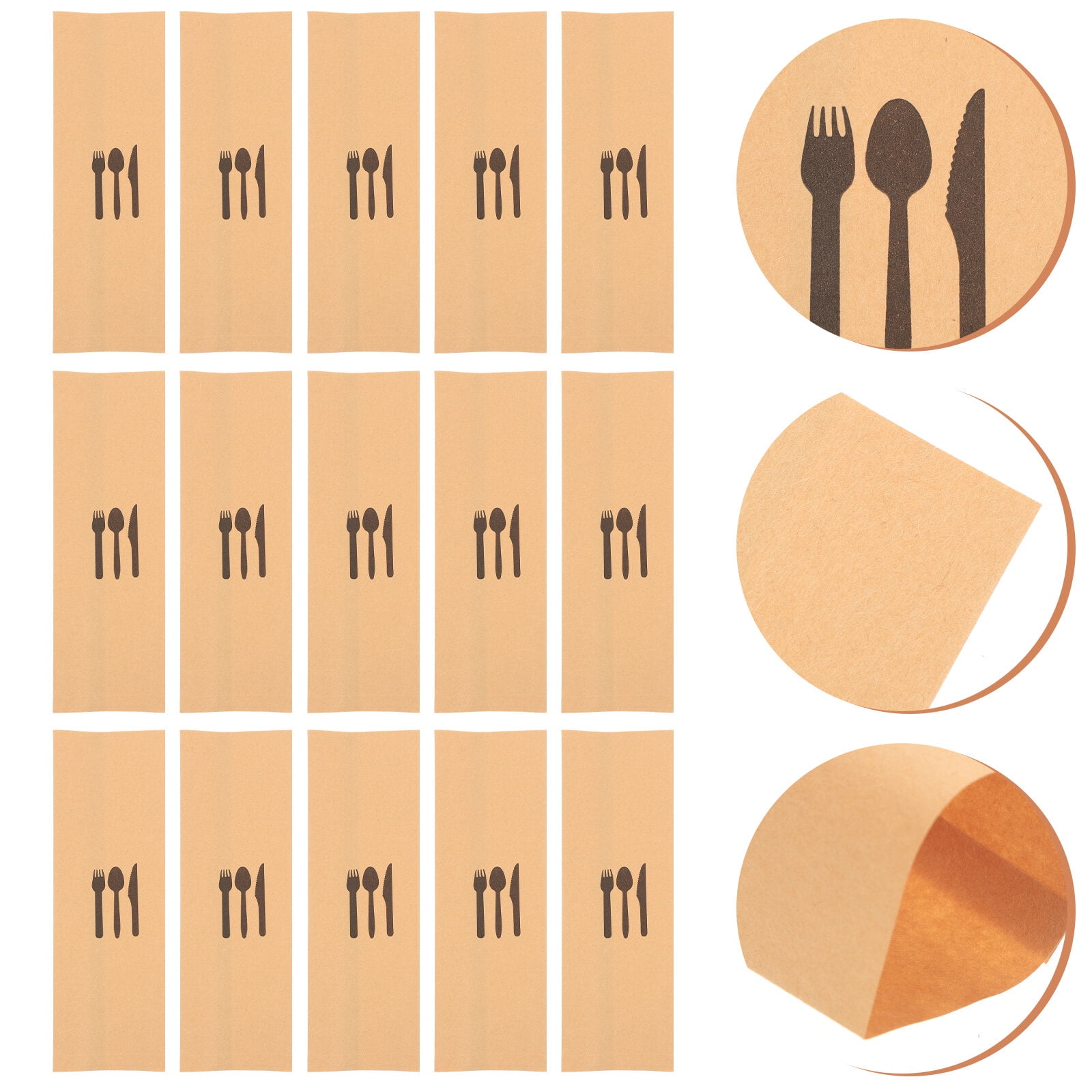 Goilinor 100pcs Kraft Paper Cutlery Holder Paper Silverware Holder