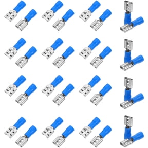 LEORX 100Pcs Quick Splice Wire Terminals Blue PVC Sleeve Spade Connectors for Home Electrical Use