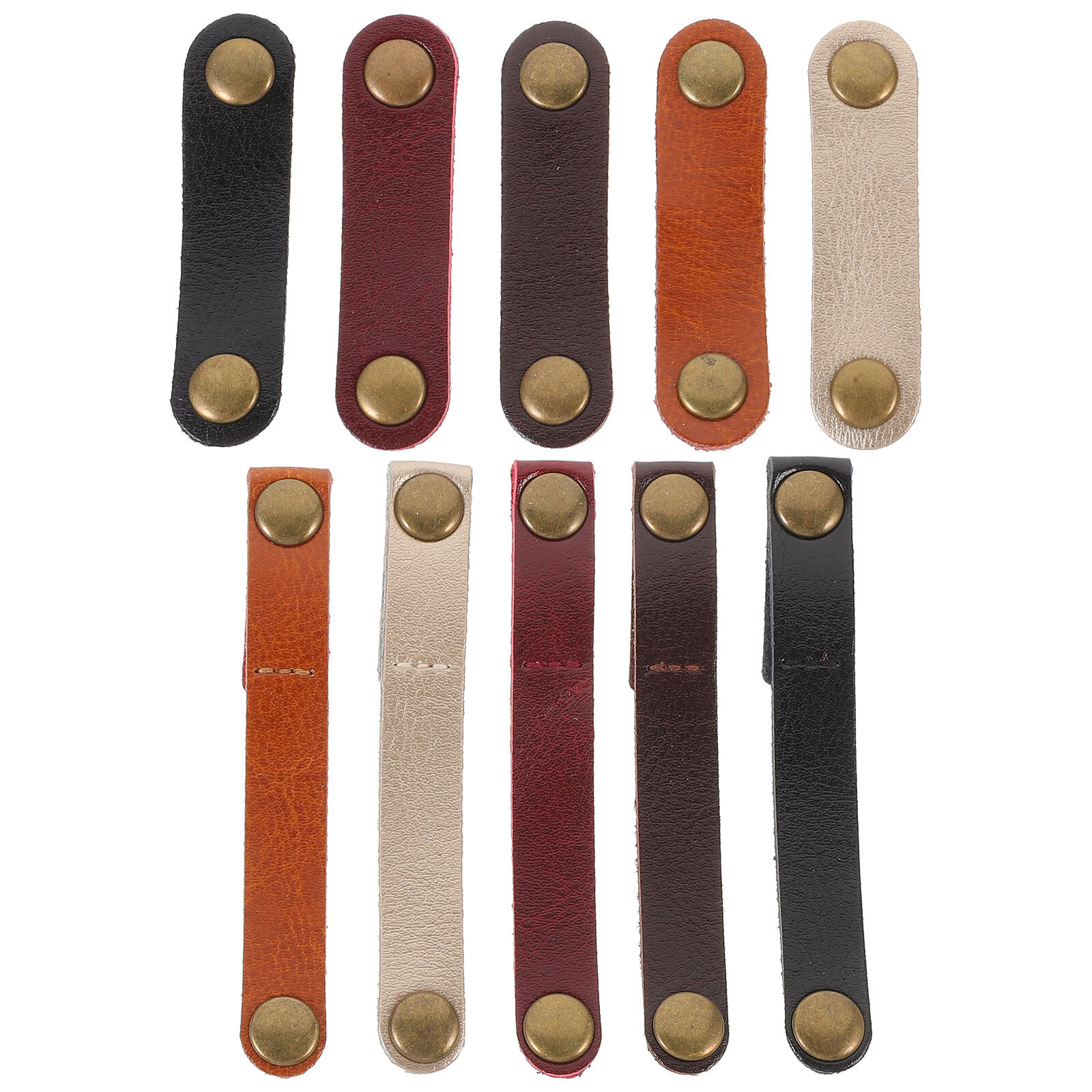 Goilinor 10pcs Universal Leather Earphone Cable Straps Wire Ties Management Cord Keeper Straps