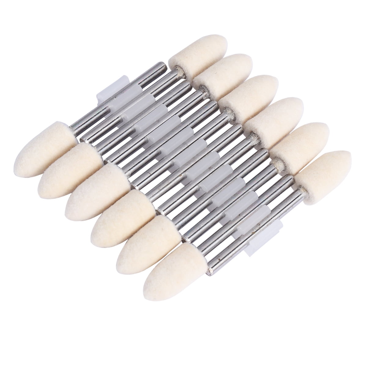 Goilinor 12 PCS Mandrel Mounted White Conical Felt Point Polishing Tool With