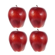 Goilinor 4pcs Lifelike Red Delicious Apples Adornments False Fruits Props (Dark Red)