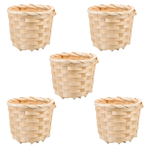 WINOMO Woven Small Basket Bamboo for Outdoor Picnic 5Pcs 9.00X9.00X7.50in
