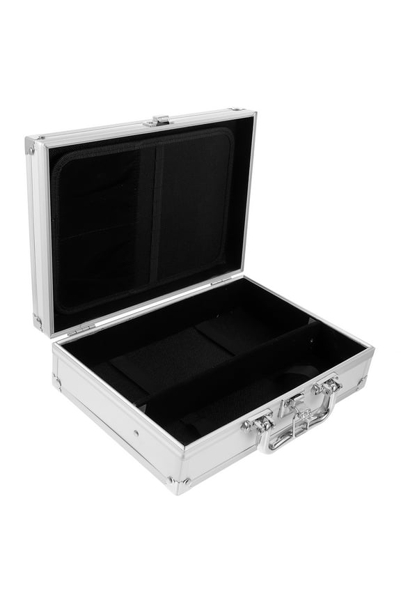 Mini Metal Briefcase Aluminium Alloy Gadget Storage Box Silver 1Pack 10.4X7.3X3.1in