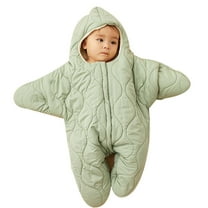 Goindgs Baby Wearable Sleeping Stroller Blanket Infant Windproof Starfish Fleece Warm Snowsuit for Newborn Babies Swaddle Bag Jumpsuit Romper Light Green 0-3 M