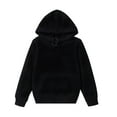 thumbnail image 1 of Goindgs Children's Hooded Sweatshirt Pullover Hoodies Long Sleeve Solid Color Sweatshirt Boys Girls Hooded Kangaroo Pocket Pullover Hoodies Z-Black 7-9 T, 1 of 2