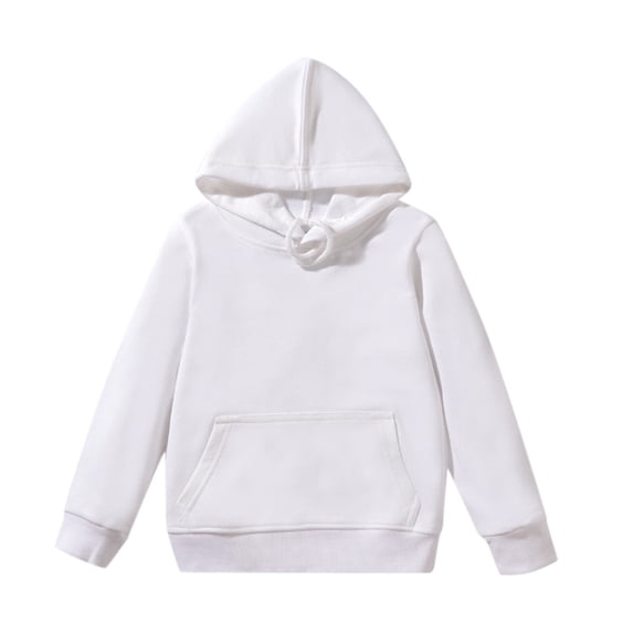 Goindgs Children's Hooded Sweatshirt Pullover Hoodies Long Sleeve Solid Color Sweatshirt Boys Girls Hooded Kangaroo Pocket Pullover Hoodies Z1-White 3-4 T