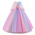 thumbnail image 1 of Goindgs Flower Girls Dress Rainbow Tutu Birthday Party Princess Dress Pageant Gown with Mesh Puff Sleeve Round Neck Back Bowknot Girl's Sundress Z14-Red 7-8 T, 1 of 7