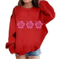 thumbnail image 1 of Goindgs Girls 2025 Sweatshirt Tween Fall Tops Floral Printed Sweater Shirt Round Neck Hoodless Drop Shoulder Loose Pullover Top Tops Cute Hooded Sweatshirt Tween Girl Red-10-11 T, 1 of 4