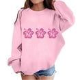 thumbnail image 1 of Goindgs Girls 2025 Sweatshirt Tween Fall Tops Floral Printed Sweater Shirt Round Neck Hoodless Drop Shoulder Loose Pullover Top Tops Cute Hooded Sweatshirt Tween Girl Pink-10-11 T, 1 of 4