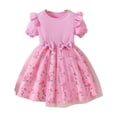 thumbnail image 1 of Goindgs Girls Dresses Tutu Summer Dresses Floral Print Short Sleeve Mesh Crew Neck with Bowknot Tunic Princess Party Dresses for Girl Red 3-4 T, 1 of 5
