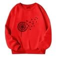 thumbnail image 1 of Goindgs Girls Sweatshirts Cartoon Dandelion Flower Printed Long Sleeve Round Neck Pullover Tops for Kids Girls Leisure Loose Child Sweatshirts Watermelon Red 9-10 T, 1 of 3