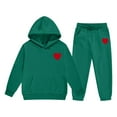thumbnail image 1 of Goindgs Girls Toddler Boys Activewear Outfit Sets Solid Hear Printed Athletic Long Sleeve Hoodies and Sweatpants Girls Sweatsuit 2 Piece Set Unisex Kids Sweat Suit Z12-Dark Green 6-7 T, 1 of 4