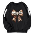 thumbnail image 1 of Goindgs Hoodie for Toddler Girl Sweatshirt Baby Sequin Bow Rugby Printed Round Neck Hoodless Long Sleeve Loose Pullover Casual Lightweight Kids Sweatshirts Tops Black-3-4 T, 1 of 5