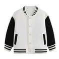 thumbnail image 1 of Goindgs Jacket for Girl's Coat Outerwear Autumn Spring Long Sleeved Color Block Baseball Button Top Athletic with Pocket Outwear Boys Girls Cute Tops White 100, 1 of 4