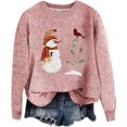 thumbnail image 1 of Goindgs Merry Christmas Sweatshirts for Women Christmas Long Sleeve Snowman Thick Graphic Knit Shirt Christmas Round Neck Pullover Tee Womens Casual Tops Z2-Pink-M, 1 of 4