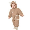 thumbnail image 1 of Goindgs Newborn Baby Fleece Footie Snowsuit Winter Bunting Onesie Cartoon Warm Hooded Romper Jumpsuit Outfits For Girls Boys Z1-Coffee 18-24 M, 1 of 4