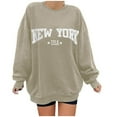thumbnail image 1 of Goindgs Sweatshirts for Women "New York" Letter Print Oversized Sweatshirt Crew Neck Top Long Sleeve Workout Fall Clothes Women's Hoodless Sweatshirts Khaki M, 1 of 3