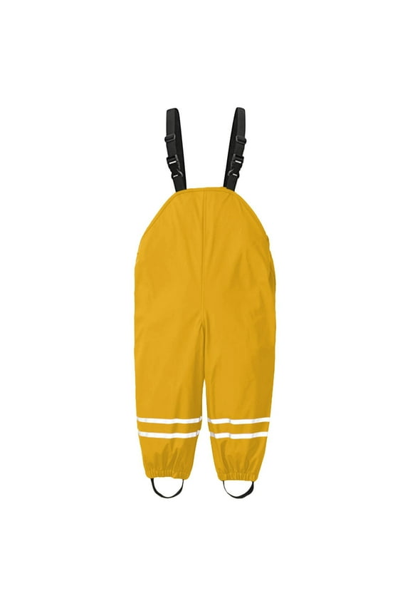 Toddler Boys Girls Waterproof Suspender Rain Pants Reflective Bib Overalls Windproof Mud Proof Rain Suit Lightweight Yellow 3-4 T