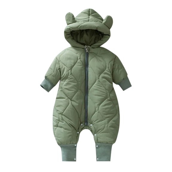 Goindgs Winter Baby Coat Keep Warm Thick Onesie Cute Ear Hooded Jumpsuits Boys Girls Romper Kids Coats Jackets Green 3-6 M