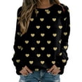 thumbnail image 1 of Goindgs Women Valentine's Day Pullover Sweatshirts Heart Letter Print Long Sleeve Crewneck Loose Spring Sweater Tops Loose shirts for women Yellow XL, 1 of 4