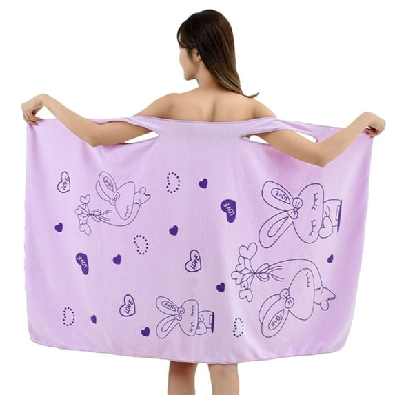 Goindgs Women's Bath Towel Wrap Shower Towel Skirts Bathrobe Spa Robes Dress Cover Ups Plus Size Womens Wearable Shower Skirt Purple-One Size