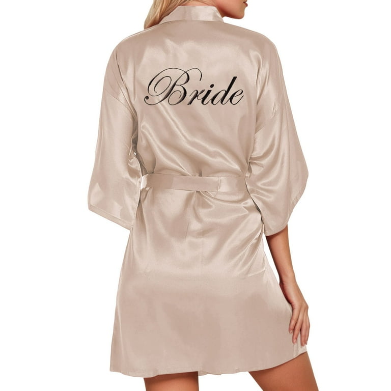 Goindgs Women's Bride Bridesmaid Robes with Embroidery Silky Satin