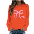 thumbnail image 1 of Goindgs Women's Cute Bow Sweatshirt Oversized Crew Neck Drop Shoulder Pullover Long Sleeve Sweater Y2k Fall Preppy Hoodies for Women Z2-Orange-XL, 1 of 5