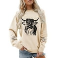 thumbnail image 1 of Goindgs Women's Fashion Hoodies Sweatshirts Western Cow Print Long Sleeve Fall Winter Warm Hoodies Relaxed Slouchy Womens Sweatshirt A-Beige XXL, 1 of 4