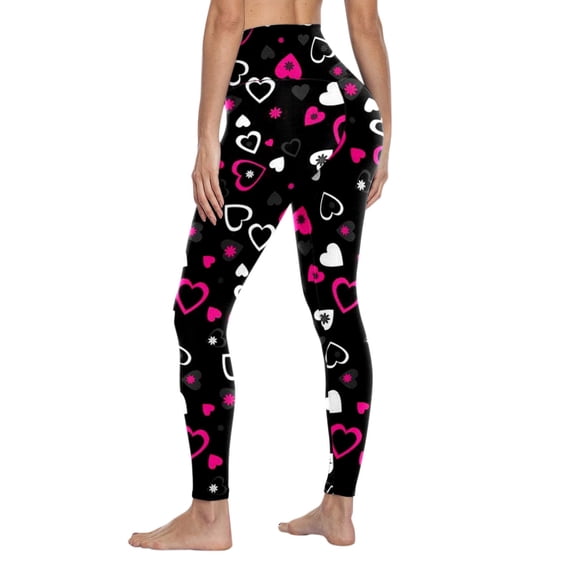 Goindgs Women's Leggings Elastic Waist Athletic Floral Printed High Waist Stretch Tight Running Sports Yoga Pants Pink S