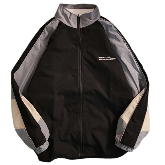 Goindgs Womens Jackets Fall Causal Coat Hop Baseball Unisex Patchwork Long Sleeve Zipper Sporty Outerwear Trench Coat Winter Warm Jacket Black-S