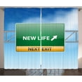 thumbnail image 1 of Ambesonne Urban Curtains 2 Panel Set, New Life Concept, 108" x 96", Blue Green Yellow, 1 of 3