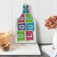 thumbnail image 1 of Going Away Party Cutting Board, Colorful Vibrant Blocks with Letters Saying Luck Modern Art Print, Decorative Tempered Glass Cutting and Serving Board, Wine Bottle Shape, Multicolor, by Ambesonne, 1 of 5