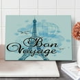 thumbnail image 1 of Going Away Party Cutting Board, Eiffel Tower Air Balloon Watercolor Bon Voyage Bird Journey, Decorative Tempered Glass Cutting and Serving Board, Large Size, Pale Blue Black Blue, by Ambesonne, 1 of 5