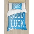 thumbnail image 1 of Going Away Party Duvet Cover Set, Luck Message on Sky with White Clouds Wishful Thinking Art Print, Decorative 2 Piece Bedding Set with 1 Pillow Shams, Twin Size, Sky Blue White, by Ambesonne, 1 of 3