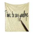 thumbnail image 1 of Going Away Party Soft Flannel Fleece Throw Blanket, Time to Say Goodbye Hand Writing Ink Pen and Paper Artwork Print, Cozy Plush for Indoor and Outdoor Use, 70" x 90", Pale Yellow Black, by Ambesonne, 1 of 5