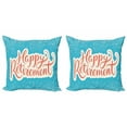 thumbnail image 1 of Ambesonne Blue Throw Pillow Cover 2 Pack, Happy Retirement, 24", Coral White Sky Blue, 1 of 2