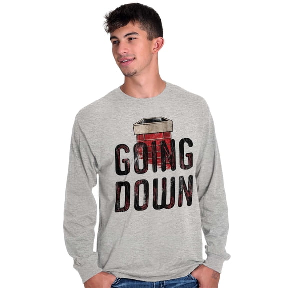 Going Down Chimney Santa Christmas Men's Long Sleeve Tee T Shirt Brisco Brands S