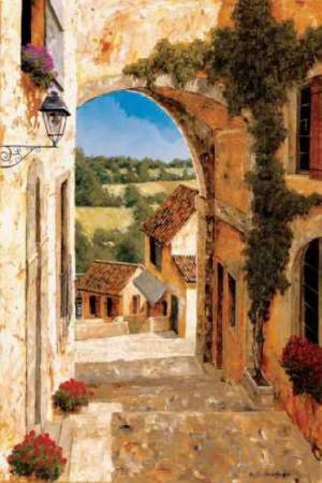 Going Down to the Village Canvas Art - Gilles Archambault (12 x 18)