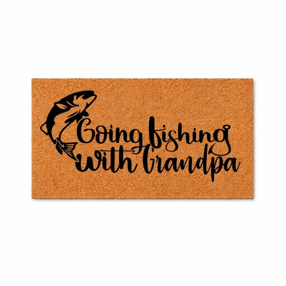 Going Fishing With Grandpa Doormat, Fish Graphic Entryway Mat, Outdoor Indoor Welcome Mat (24x48 inches) WoodByStu 1453