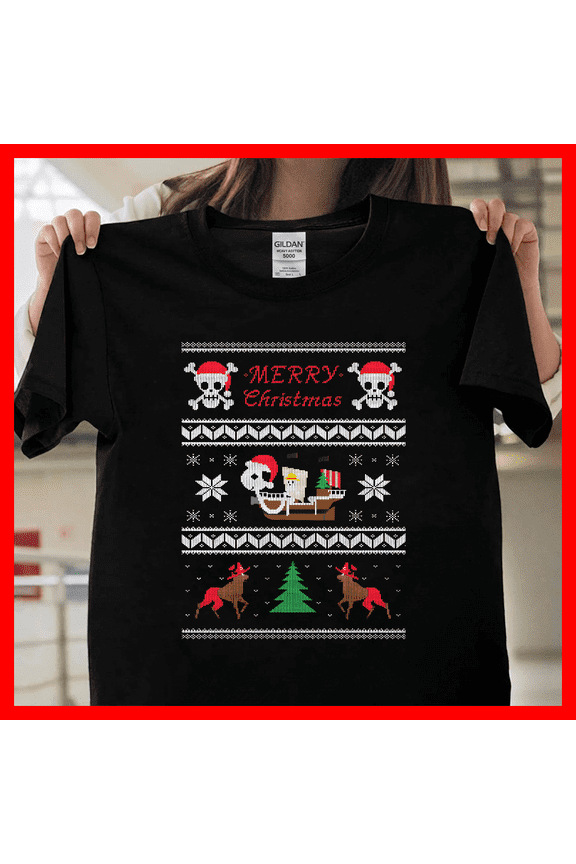 Going Merry Christmas Funny Anime Pirate Ship Holiday Pun Graphic H7409 V12590, Funny Graphic Unisex T-Shirt, Soft Cotton Tee S-5XL