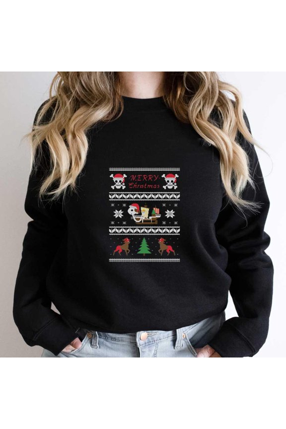 Going Merry Christmas Funny Anime Pirate Ship Holiday Pun Graphic SW1141 Unisex Sweatshirt, Up to Size 5XL