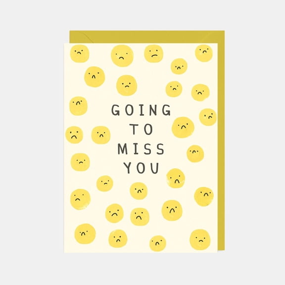 Going to Miss You Greeting Card Cheerful Yellow Smiley Design Blank Inside for Personal Messages Perfect for Farewells, Goodbyes, and Encouragement