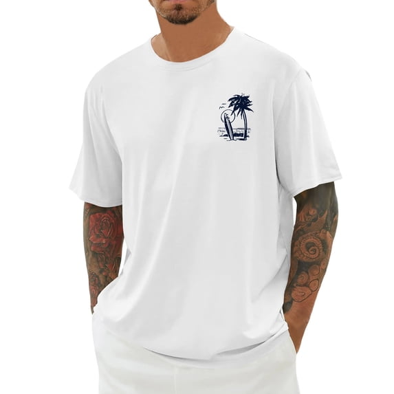 Going Out Shirts for Men Print Short Sleeve Crew Neck Comfort Summer Shirt for Men,White,S