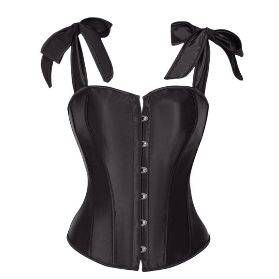 Going Out Tops For Women Sevevn Women's Satin Bow Strap Corset Top Push-Up Bustier with Boning Detail Black M