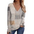 Going Out Tops for Women Fall Floral Print Tunics Long Sleeve VNeck