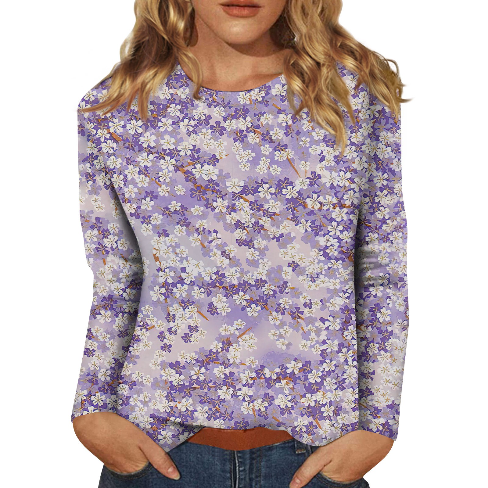 Going Out Tops for Women Fall Plus Size Tshirts Long Sleeve Crewneck