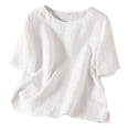 thumbnail image 1 of Going Out Tops for Women Literary Retro Temperament Loose Short Sleeve Crop Tank Tops for Women,White,2XL, 1 of 3
