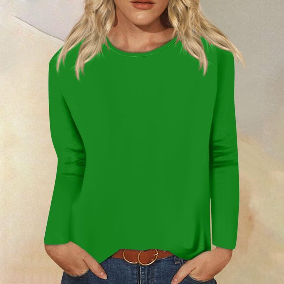Going Out Tops for Women Viikei Womens Fall Long Sleeve Tunic Tops,Fashion Women's Comfortable Round-Neck Long Sleeve Casual T-shirt Blouse Green XXL